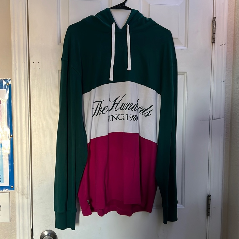 The hundreds Ellis hooded deep teal long sleeve shirt size xl